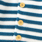 Macacão Bebê Inverno Tricot Listrado Ursinho Azul - Boutique Baby Kids