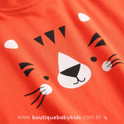 Conjunto Bebê Estampa Tigre com Tapa Fralda Laranja - Boutique Baby Kids