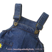 Body Bebê Jeans Arco-Íris com Suspensório