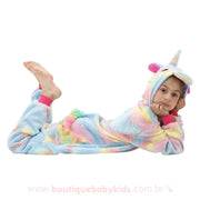 Pijama Macacão Infantil Kigurumi Fantasia Unicórnio Brilha no Escuro - Boutique Baby Kids
