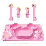 Kit Alimentação em Silicone Dinossauro Rosa 5 Peças - Frete Grátis - Boutique Baby Kids 