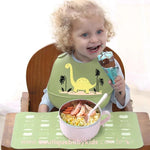 Babador de Silicone Dinossauro com Cata Migalhas - Boutique Baby Kids