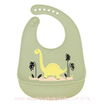 Babador de Silicone Dinossauro com Cata Migalhas - Boutique Baby Kids