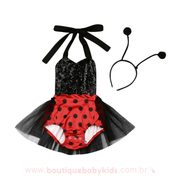 Body Bebê Fantasia Ladybug com Tiara Mesversário - Frete Grátis - Boutique Baby Kids