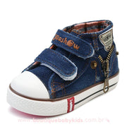 Tênis Infantil Jeans Azul Zíper com Velcro - Boutique Baby Kids