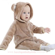 Macacão Bebê Inverno Ursinho Marrom - Boutique Baby Kids