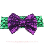 Tiara Bebê Sereia com Paetês Roxo - Boutique Baby Kids