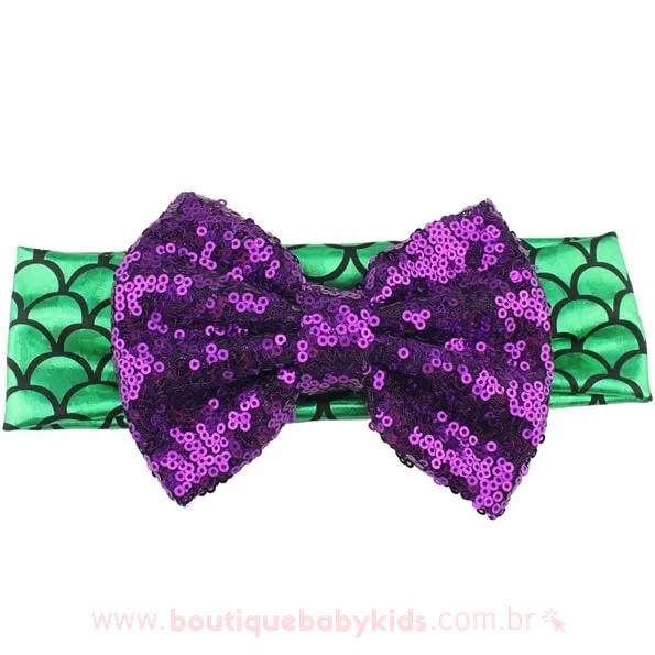 Tiara Bebê Sereia com Paetês Roxo - Boutique Baby Kids