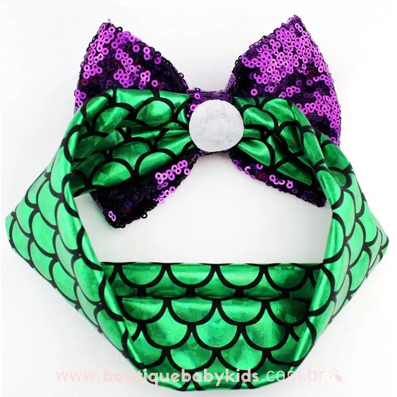 Tiara Bebê Sereia com Paetês Roxo - Boutique Baby Kids