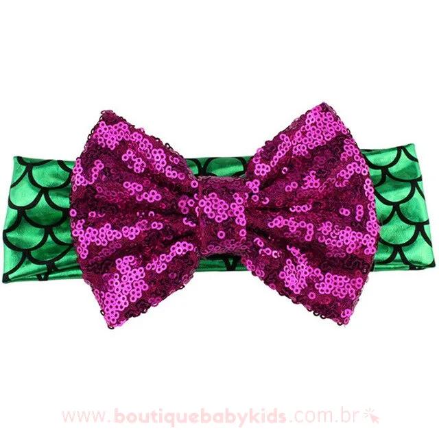 Tiara Bebê Sereia com Paetês Rosa - Boutique Baby Kids